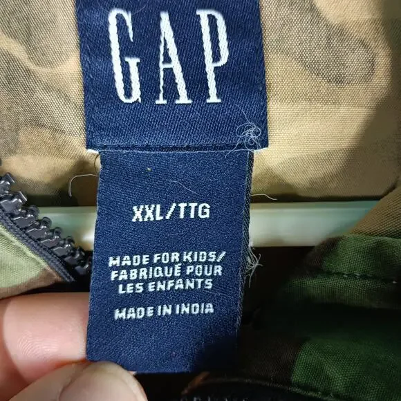 Gap Jacket Youth 2XL Green Camo Anorak Hooded 1/4 Zip Pockets Military Teen - Picture 2 of 14